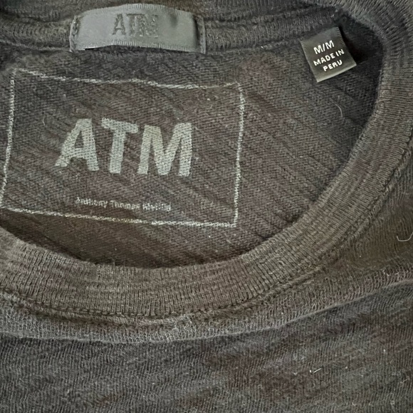 ATM Anthony Thomas Melillo Slub Jersey Schoolboy Crew Neck Tee - Black - Picture 6 of 8